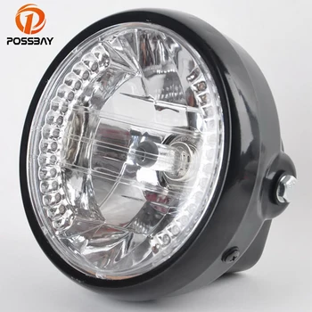 

POSSBAY 35W H4 Halogen Motorcycle Headlight With Turn Signal Light Motorbike Headlamp For Honda Shadow 750 CBR CB130 Cafe Racer