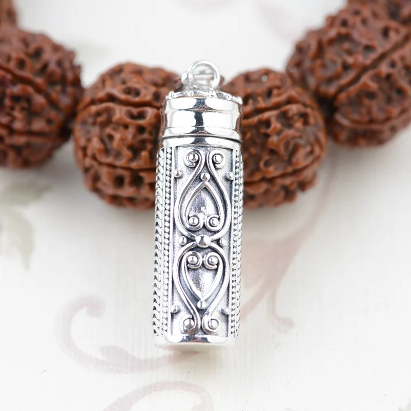 

Gawu box S925 silver pendant wholesale Silver Antique Style six words Shurangama MANTRA Pendant