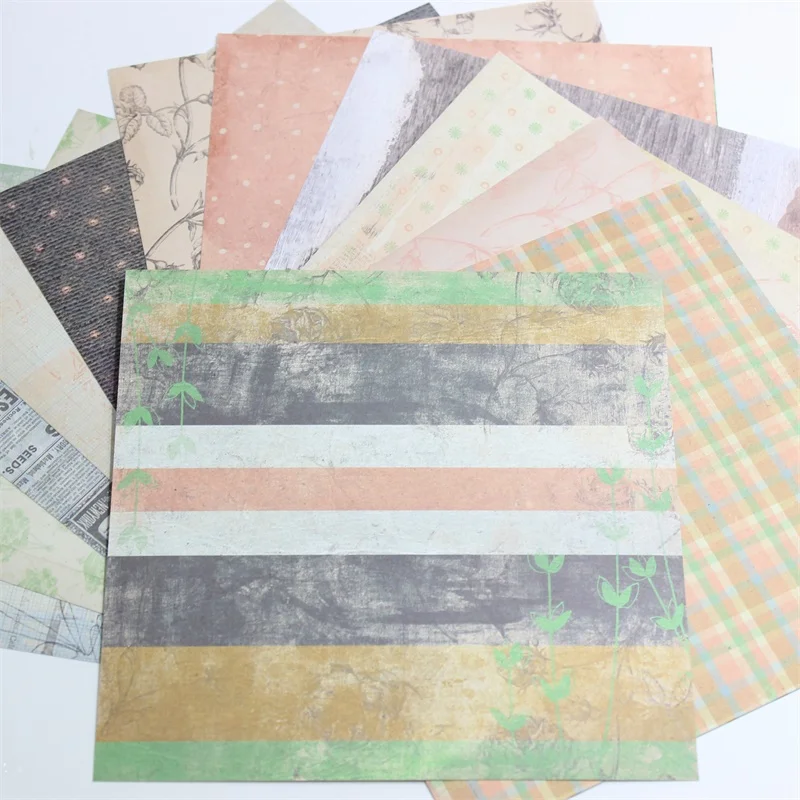 

VUAWRTG 12pcs 6" Single-side Vintage creative papercraft art paper handmade scrapbooking kit set books