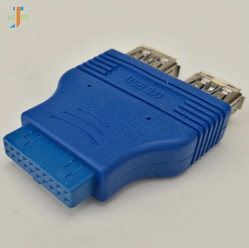 

100pcs/lot 20 Pin to 2 USB 3.0 USB3.0 Female Cable Adapter Conenector Computer Mainboard 19Pin to USB Adapter Converter HY218