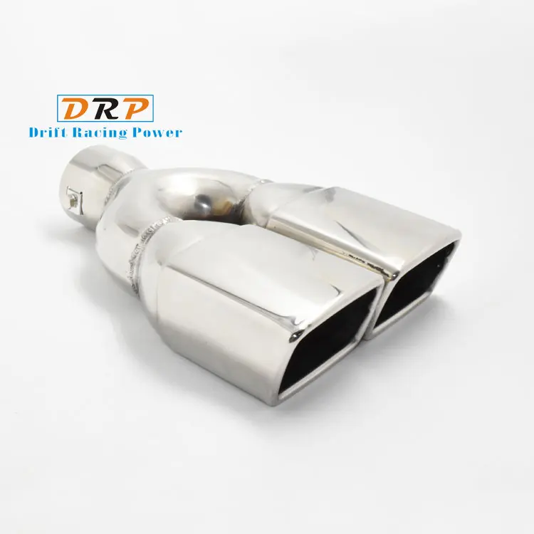 

muffler tip 1 to 2 Dual Pipe stainless steel Modified Car Rear Tail Throat square mouth fit for General Type 3014