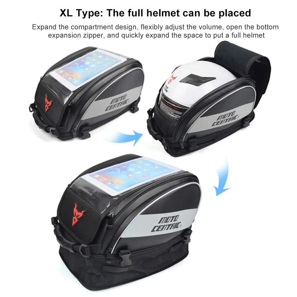 Сумка на бак мотоцикла с сенсорным экраном, вместительная сумка для хранения шлема, рюкзак велосипедиста для мотокросса, сумка на заднее сиденье, переносная сумка