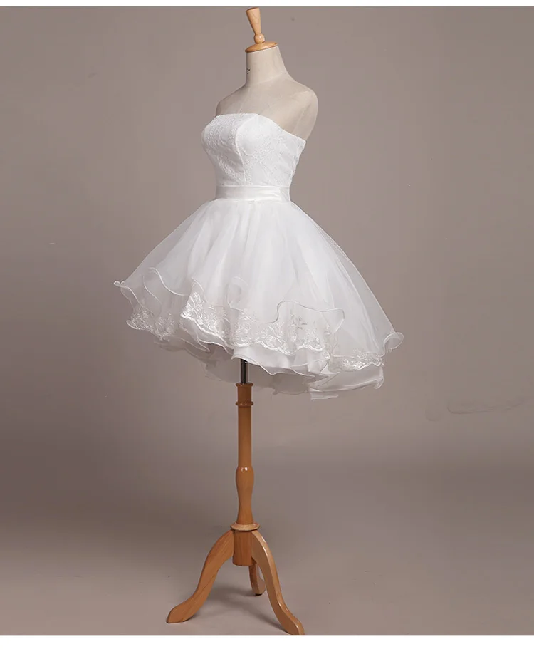 Роскошное короткое Кружевное Свадебное платье, милое, высокое, низкое, для невесты, пышное, короткое, спереди, длинное, сзади, свадебное платье, Casamento Vestidos De Novias Curto - Цвет: white