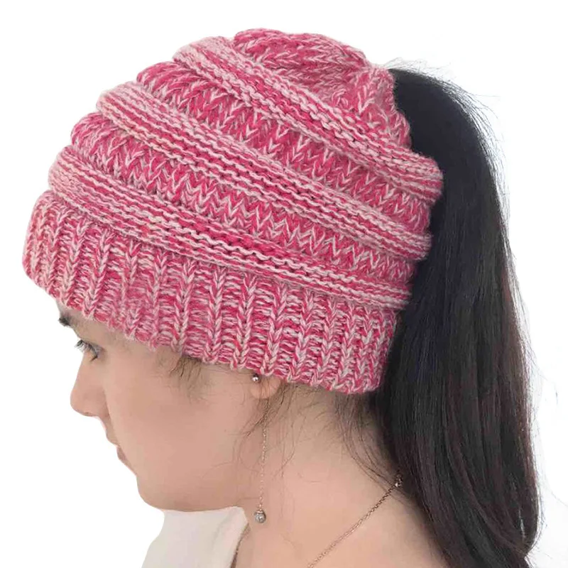 Gorro de punto para mujer gorro de invierno con cola de caballo touca beanie toca chapeu зимние женские головные уборы для женщин