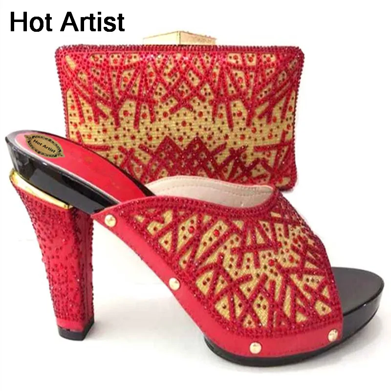 

Hot Artist 2018 Fashion Italian Shoes With Matching Bags Summer Comfortable High Heel Women Shoes And Bag Set For Party YK-061