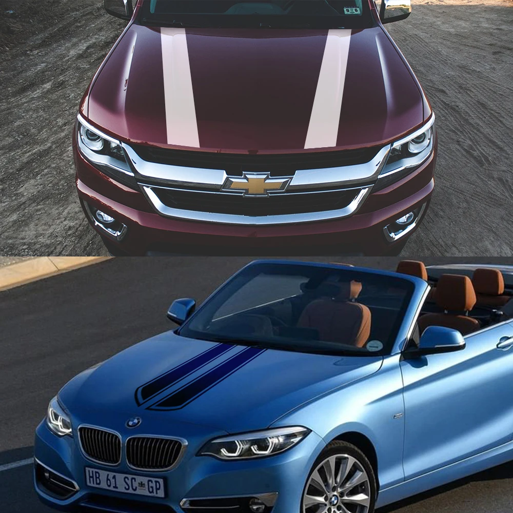 Крышка капота Автомобильная наклейка длинная полоса Авто Виниловая пленка
