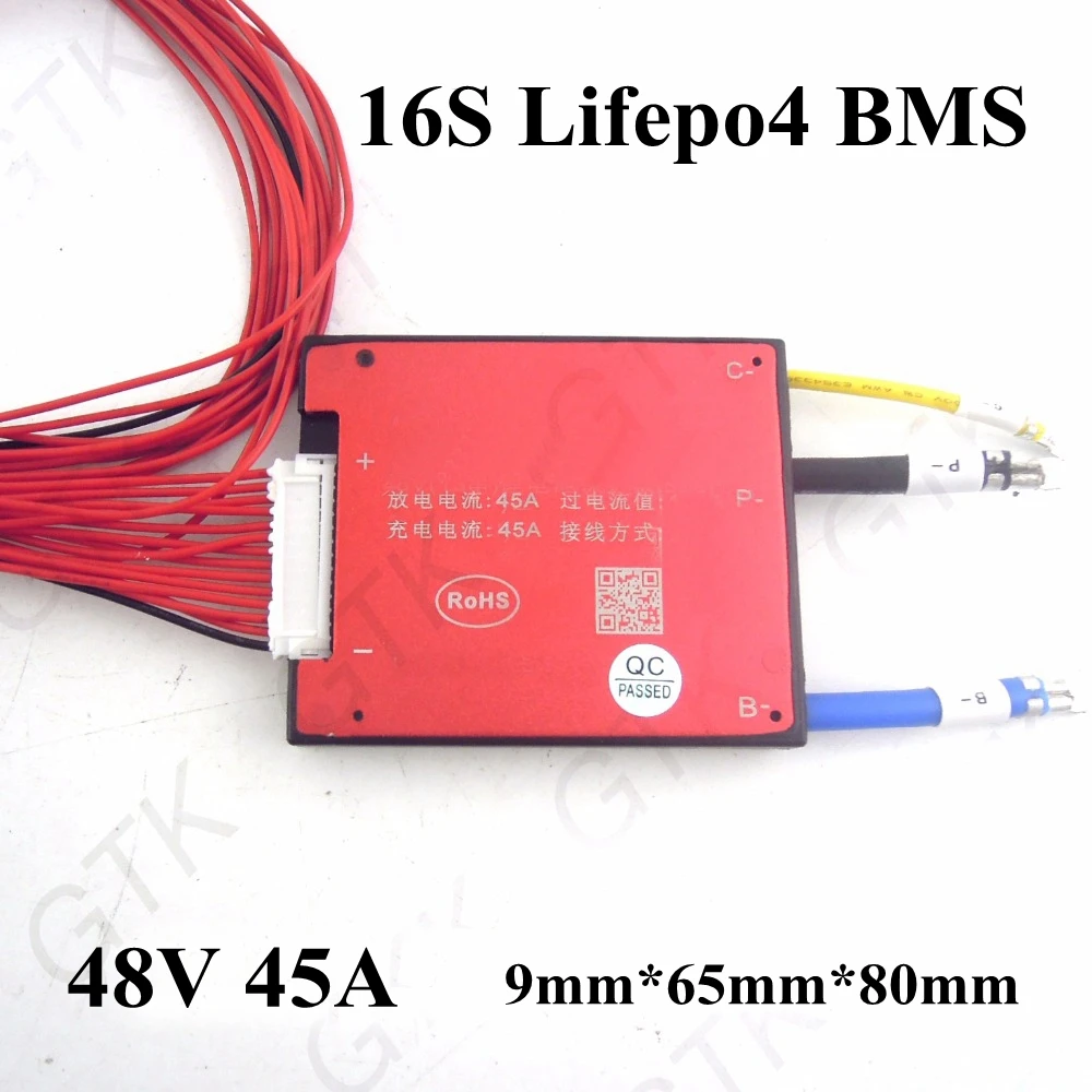 Защитная плата bms 16s 48 в 45 А lifepo4 pcm функция балансировки батареи для В 1500 Вт 2000