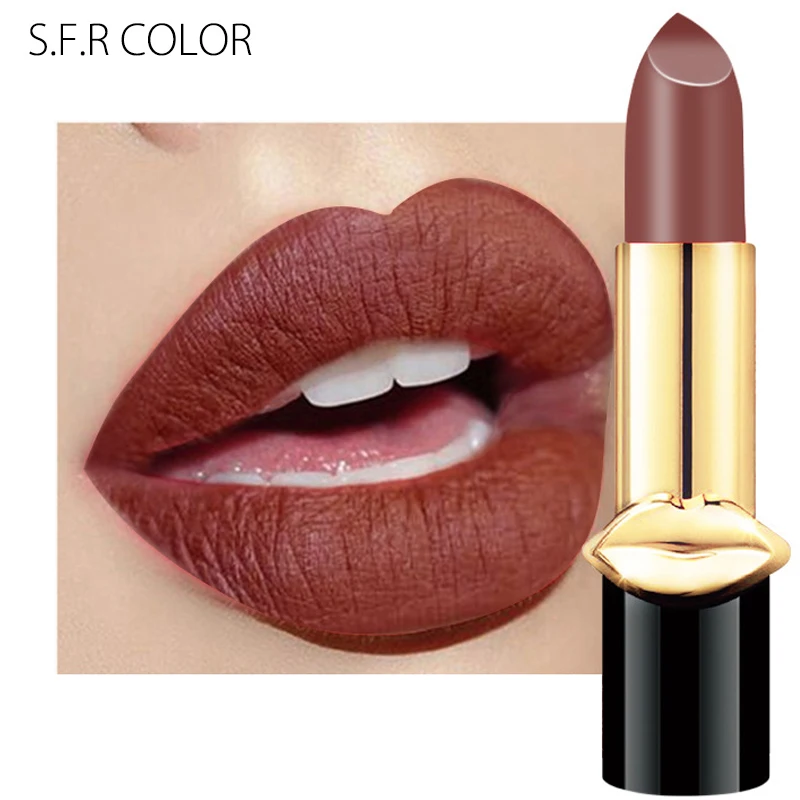 

Make Up 2019 Matte Brown Lipstick Luxury Cosmetic Long Lasting Women Lipsticks Waterproof Matte Glitter Lips Makeup