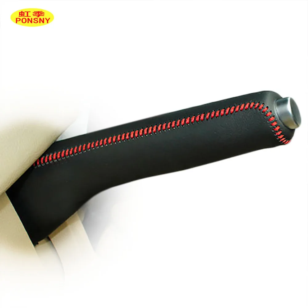 

PONSNY Car Handbrake Covers Case for Volkswagen VW Touran Genuine Leather Car-styling Handbrake Grips Cover