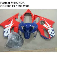 100% fit carenagens de injecção para Honda CBR 600 F4 1999 2000 vermelho azul kit carenagem CBR600 F4 99 00 AE01