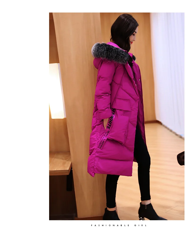 Jacket Womens Winter Long Cotton Padded Jacket Elegant Fur Collar Hooded Coats For Female 2018 New Plus Size Loose Overcoats LZ960 (10)