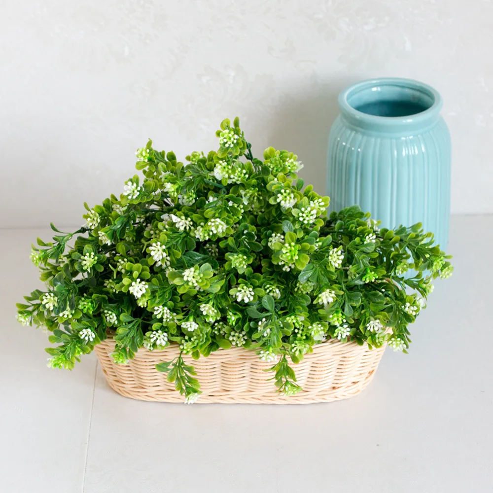 125 31 De Réduction7 Branches Artificielle En Plastique Vert Plante Simulation Bouquet Milan Petite Fleur Blanche Pour La Maison Hôtel Fête