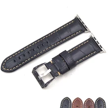Genuine Leather Watch Strap for Apple Watch iWatch Series 1/2/3 38/42mm Size Leather Strap+Class Metal buckle pattern Watch Band