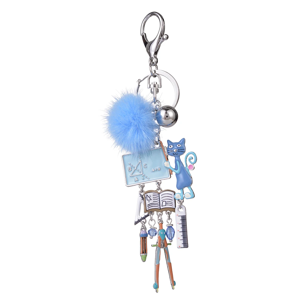 Cring Coco Cute Cat Keychain Fur Pompon Book Fashion Jewelry Handmade Key Chain New Year Gifts Kids Keychains Toys 9 Color - Цвет: color 4