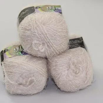 

3 Skeins X 50g soft Eyelash hand-woven Knitting Yarn beige 722-03