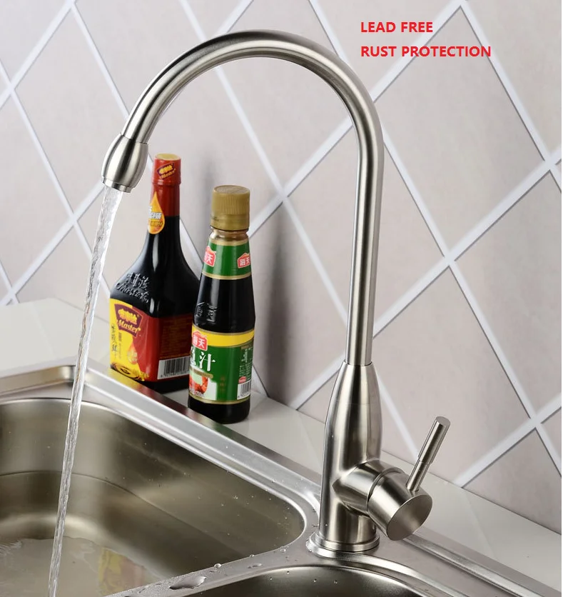 

Modern New Lead Free Quality Brushed SUS304 Stainless Steel Kitchen Mixer Tap Single Handle Pull Out Kitchen Sink Water Faucet
