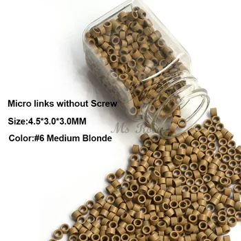 

Hair Extension Micro Rings Tools 4.5*3.0*3.0MM 1000Pcs/Bottle Medium Blonde #6 Hair Extension Beads Aluminum Micro Links