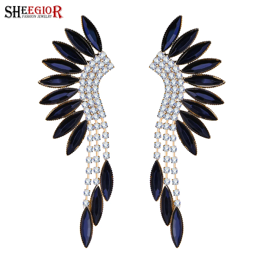 

SHEEGIOR Boho Crystal Long Tassel Earrings for Women Fashion Jewelry Lovely Rhinestone Gold Big Drop Earrings Bijoux Femme Gifts