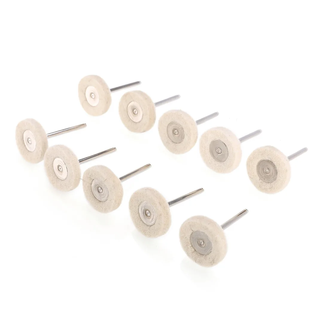 10Pcs Dental Polishing Brush Wool Felt Pad Wheel Grinder Buffing Rotary Tool