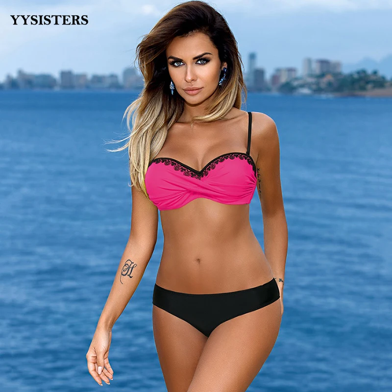 

Swimsuit Bikini Women Plus Size Swimwear Push Up Sexy Halter Biquini Summer Lace Patchwork Bathing Suits Beachwear Bikinis Set