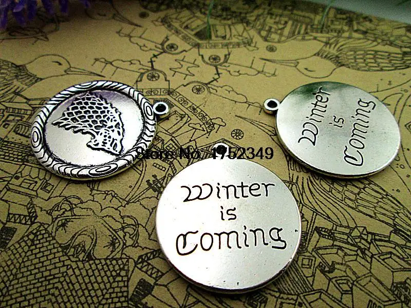

15pcs- wolf Charms, Antique silver Game of throne Stark house sigil charm pendants 25x29mm winter is coming charm