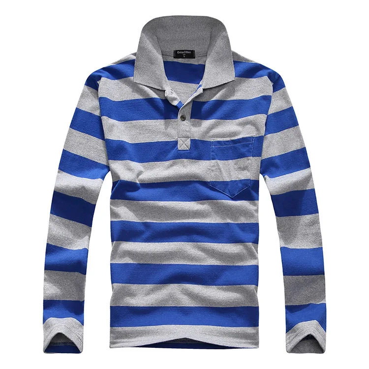 2015 New Arrival fashion Anti-pilling Cotton Full Casual Striped Loose Contrast Color Autumn And Winter Polo Men Shirts | Мужская одежда