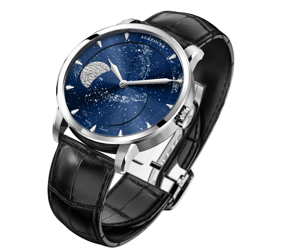 AGELOCER часы Moonphase винтажные швейцарские роскошные Брендовые мужские часы сапфир запас энергии 80 часов механические часы 6404A1