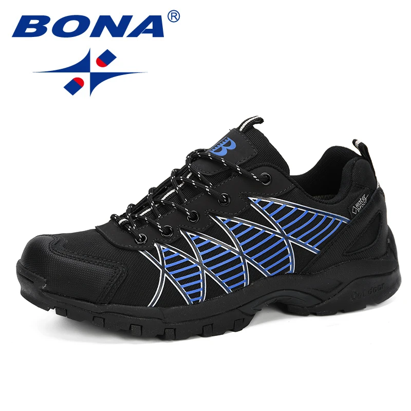 Ceny BONA 2019 nowe klasyki stylu męskie buty profesjonalne odkryty męskie sportowe buty do biegania skórzane zasznurować modne męskie buty