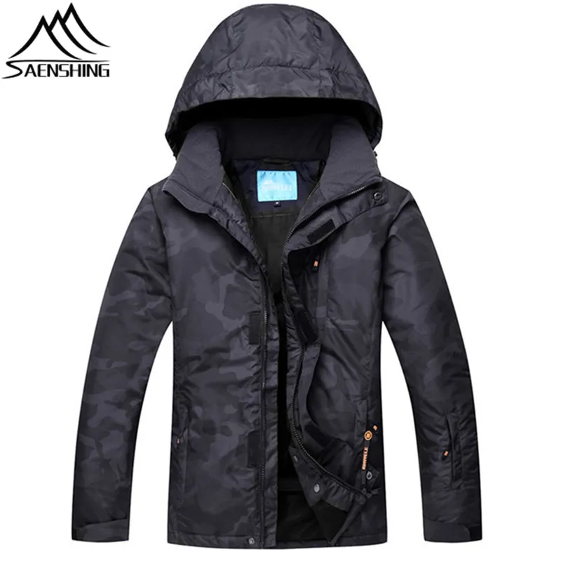 

SAENSHING Ski Jacket Men Mountian Skiing Jackets Winter Waterproof Breathable Snowboard Jacket Camo Pattern Wear-Resistant Coats