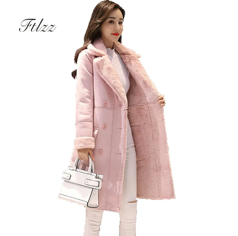 2018 Autumn Winter Thick Warm Women Parka New Turn-down Collar Woman Outwear Medium Long Suede Coat Button Jacket Women Coats