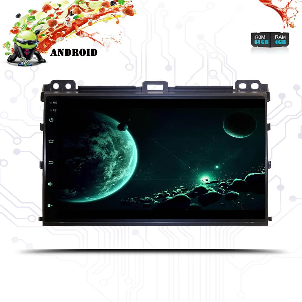 Sale 9 inch Android 9.0 Octa Core 4G RAM 64G ROM Car DVD Player for Toyota Prado 120 2004-2009 Car Radio GPS Navigation Bluetooth Map 1