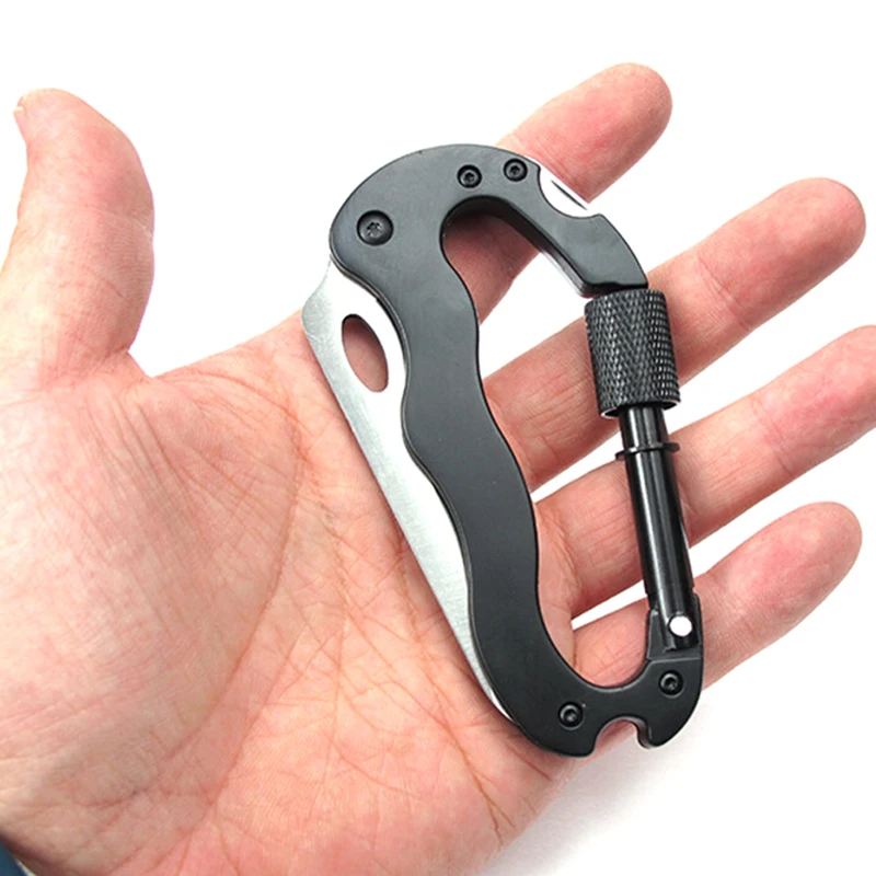 

5 in 1 AluminumMulti-function climbing buckle Knife Screwdriver Climbing Carabiner Hook Gear Multi Tool Buckle Lock Outdoor