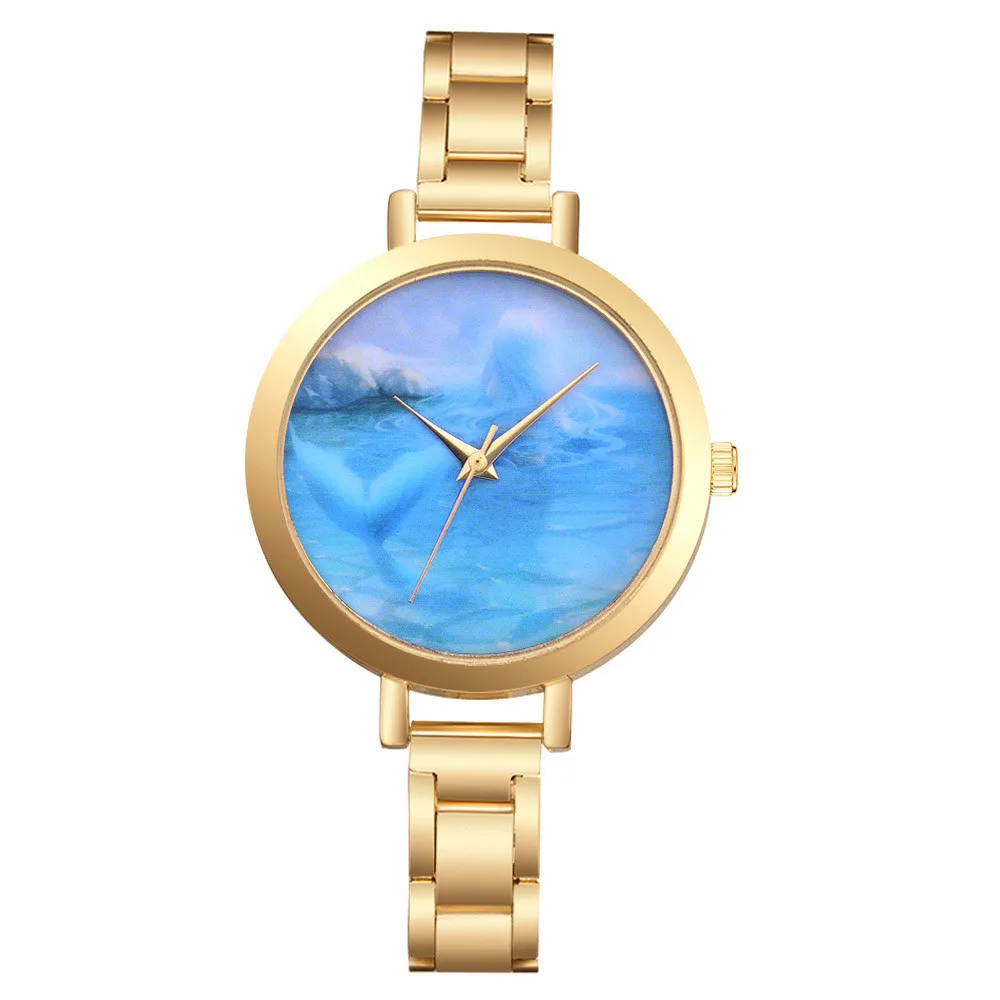 Sea blue dial Lvpai Women's Watch Steel Belt Quartz Wrist Watch Sea blue dial Lvpai Women's Watch Steel Belt Quartz Wrist Watch
