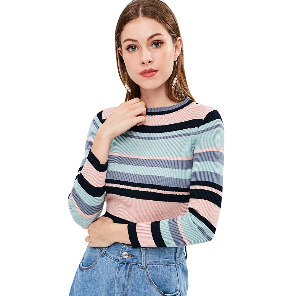 striped crewneck sweater