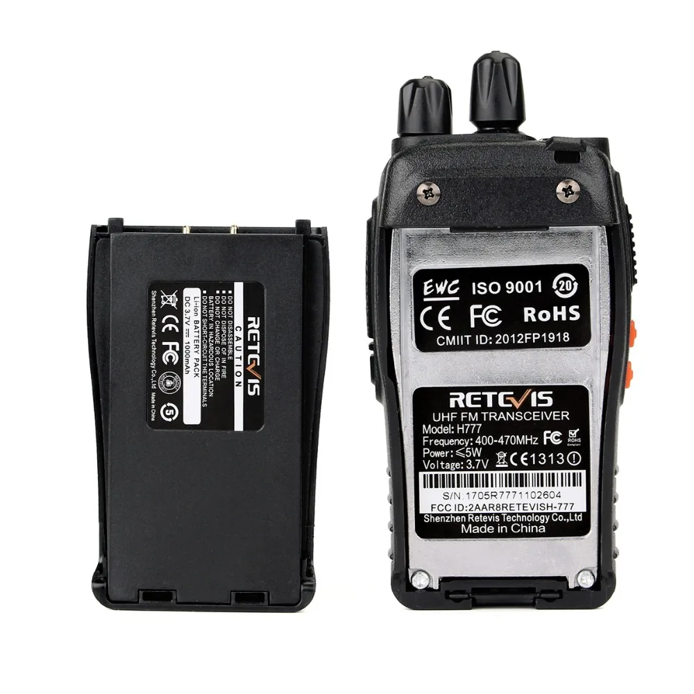 2 шт. Retevis H777 Walkie Talkie Transceiver UHF400-470MHz Частота Удобный переносной радиоприемник Любительское двухстороннее радио A9105A