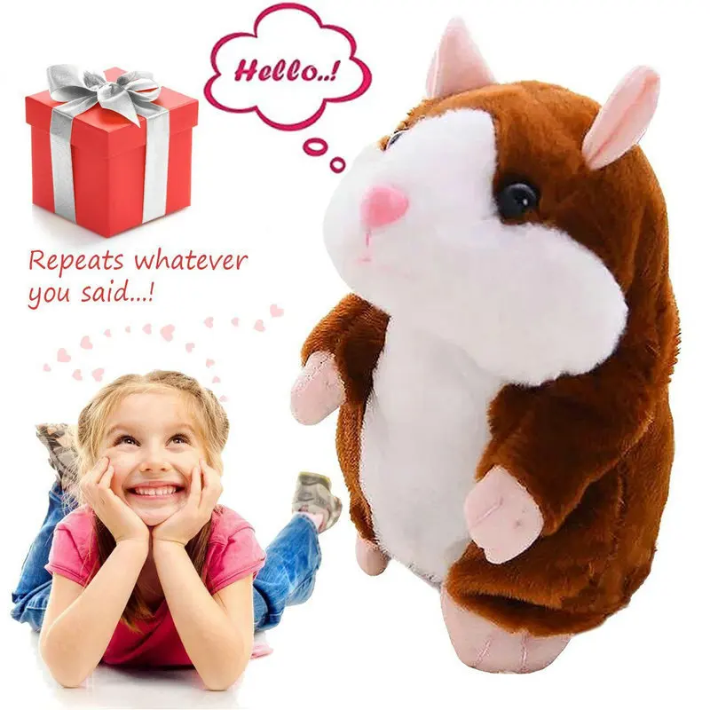 15CM Talking Pet Hamster Electronic Animal Plush Toy Mimics Repeat What You Say After Words Sounds