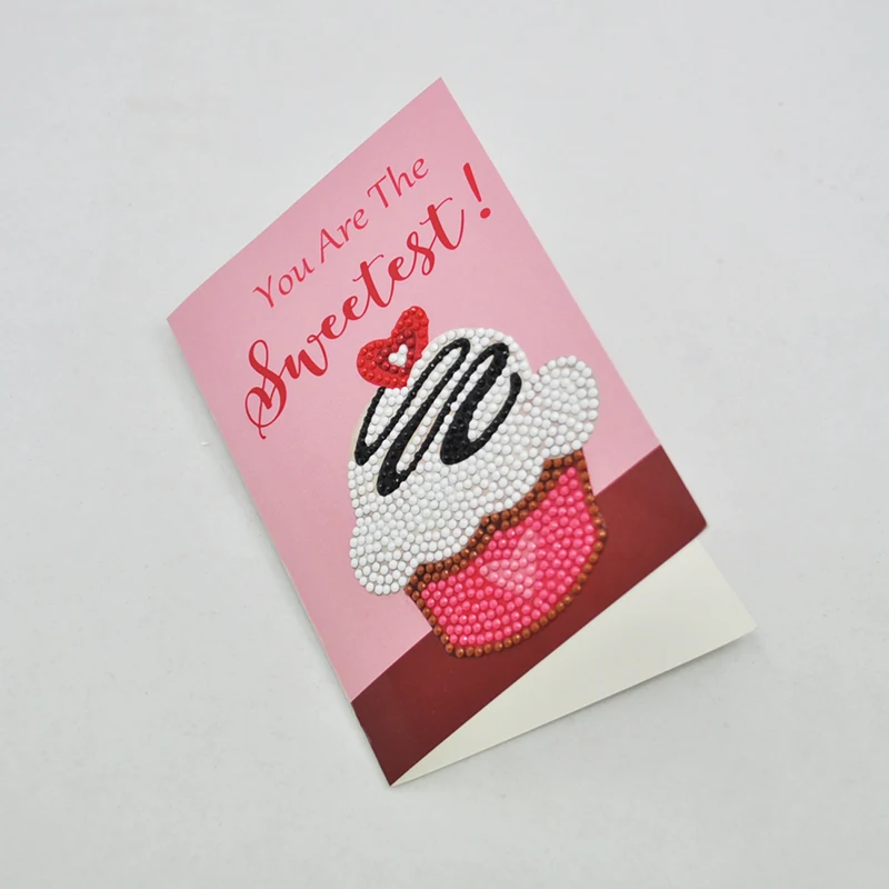 

Happymems 4.75*7in 5D DIY Cute Cupcake Cartoon Diamond Painting Cards Postcards Diamond Painting Gift Embroidery Cards Crafts