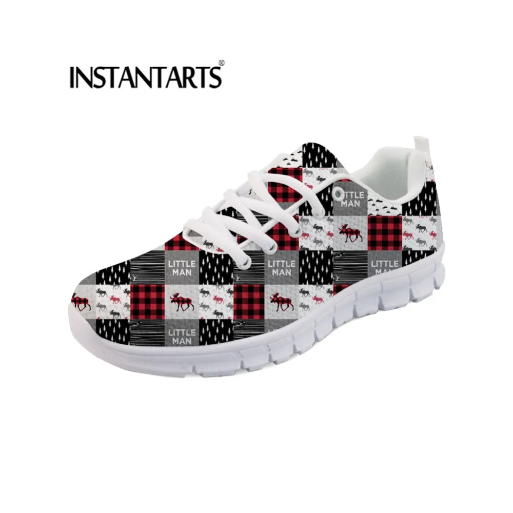

INSTANTARTS Plus Size Women's Casual Flats Shoes Cute Deer/Bear Pattern Women Sneakers Lace Up Air Mesh Female Casual Footwear