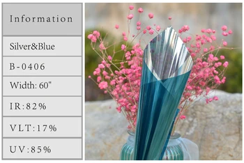 

SUNICE Building Blue Silver Window Tint Film Sun Shield Window Film Solar reflective Film B-Blue Silver 150cmx50cm/20inx60in