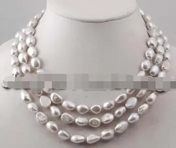 

charming! 43" 7-8gray baroque freshwater pearl necklace nature wholesale beads fash