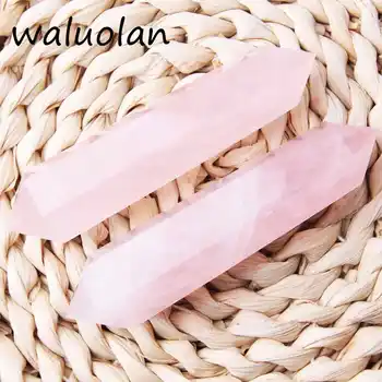 

2020 Natural stone carved bead 90-100mm rose quartz double Point Sceptre Feng shui Chakra Healing Crystal Reiki