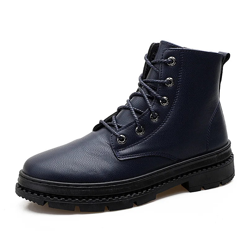 

Fashion Retro Casual Men Motorcycle Boots Spring Autumm Ankle Round Toe Lace up Martin Boots Solid Sewing Outdoor Working Shoes