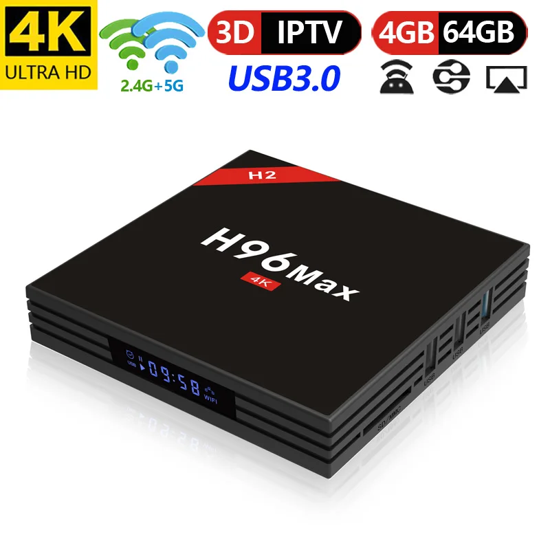 

H96 Max H2 Android 7.1Smart TV Box 4GB 64GB Rockchip RK3328 Quad core 2.4/5G WIFI USB3.0 4K Bluetooth 4.0 set top box