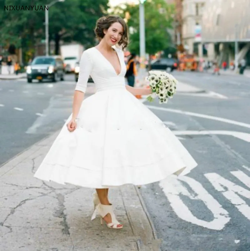 50s tea length wedding dress