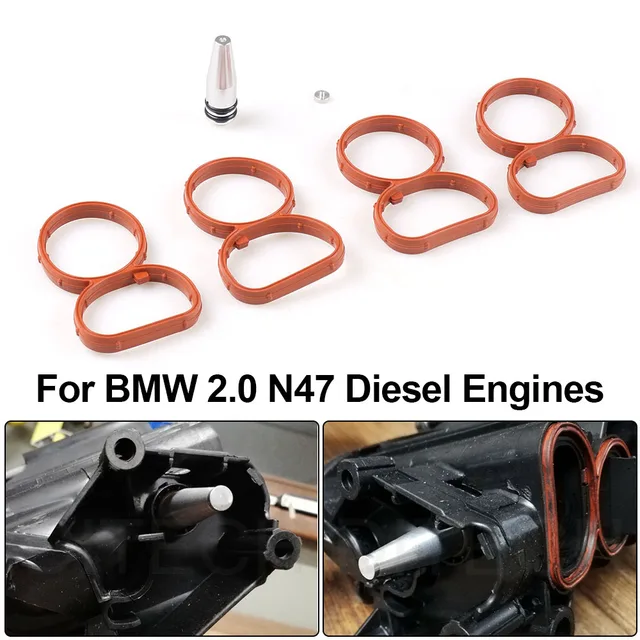 車のフラップ修理キット,bmw n47 2.0d用の4つのガスケットを備えた白い 