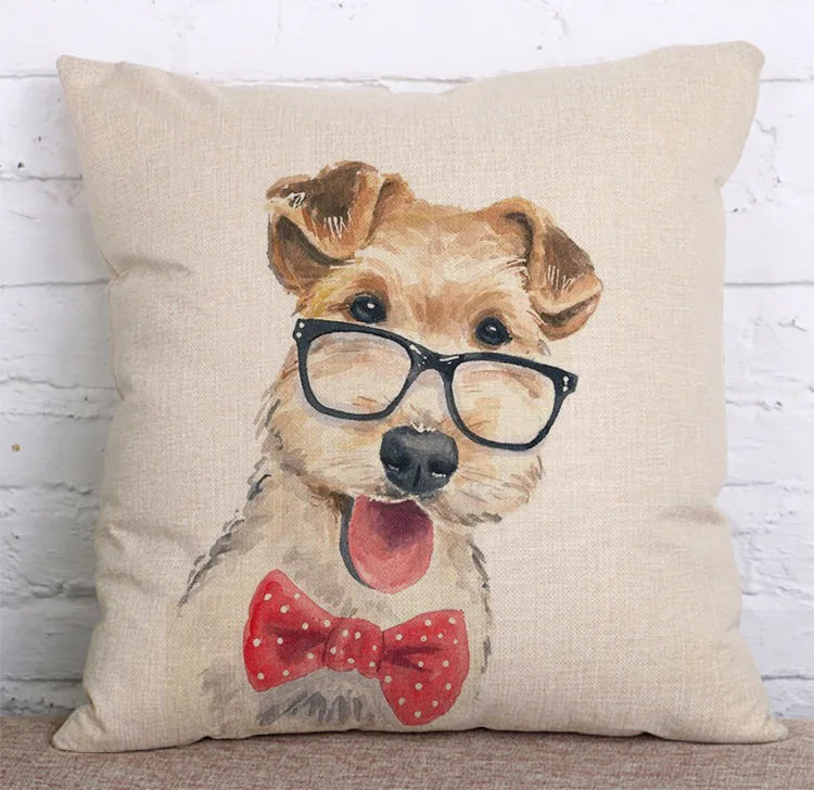 Милый Кот, собака, животное, хлопок, лен, декоративная наволочка для офисного стула, винтажный домашний декор, диванная подушка, чехол