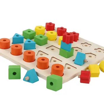

3D Wooden Geometry Shape Sorting Puzzle Jigsaw Board Learning Sorter Stacking Cognition Hand Grasp Toy