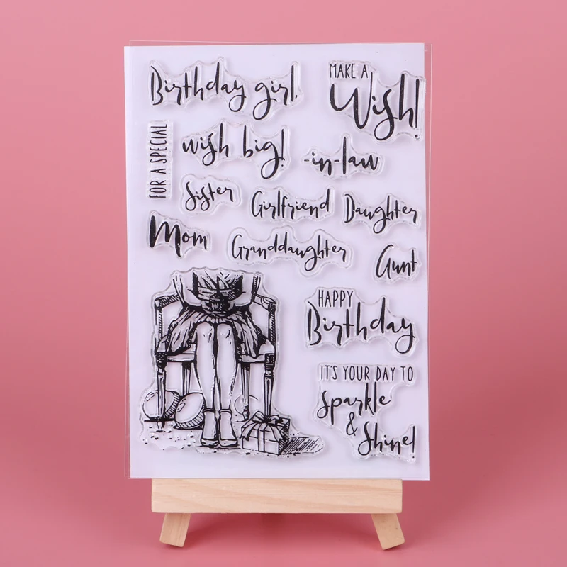 

Happy birthday girl Transparent Clear Silicone Stamp DIY Scrapbooking Photo Album Decorative Paper Card Crafts Handmade Gift