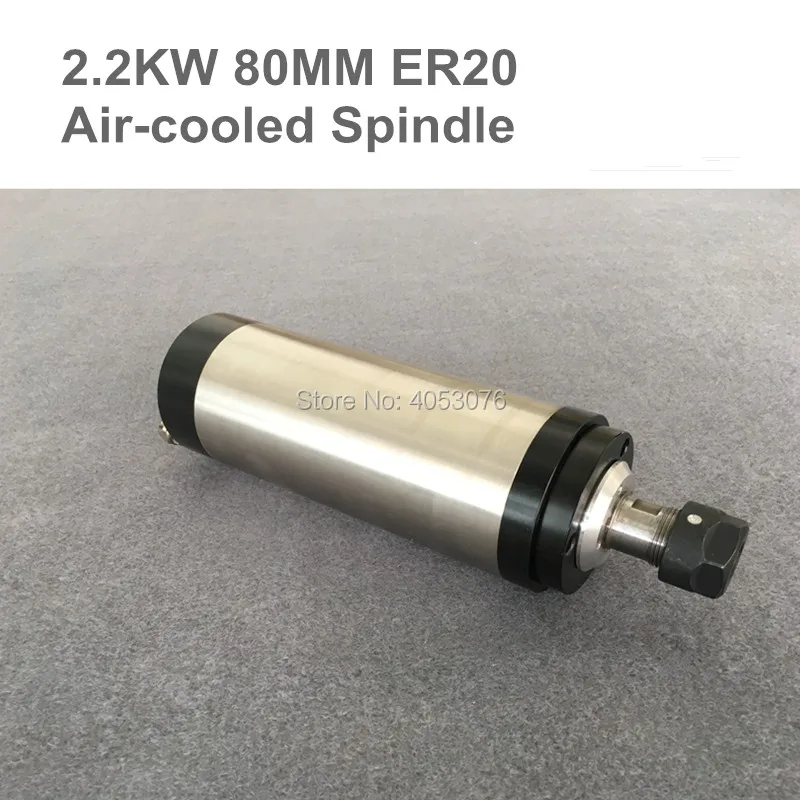 

ER20 CNC Spindle Motor Air Cooled 2.2kw 220V Spindle Milling Machine Diameter 80mm Built-in 4 pcs Bearings