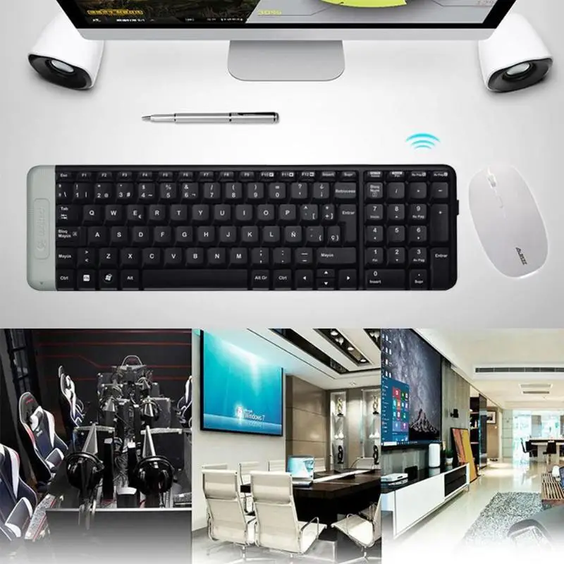 Logitech K230 немой Беспроводной Клавиатура 2,4 ГГц USB приемник Офис клавиатура для настольных ПК